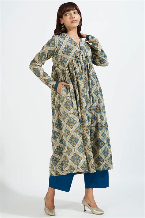 v-neck gather anarkali with chudidar sleeves - whispering winds & indi ...