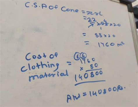 A tent of conical shape of base radius 28 m and slanted height 20 m is ...