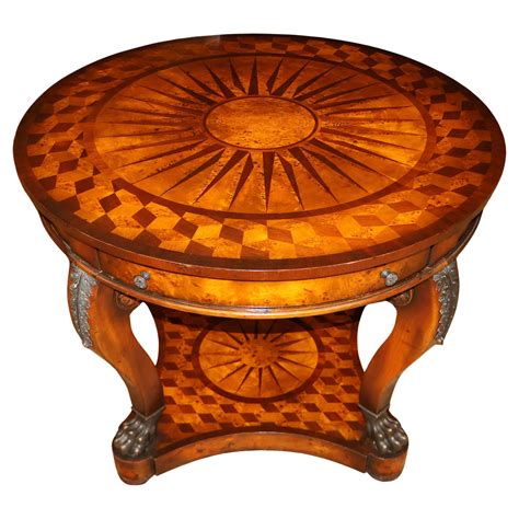 Vintage Theodore Alexander Bronze Mounted Burled Walnut Inlaid Center ...