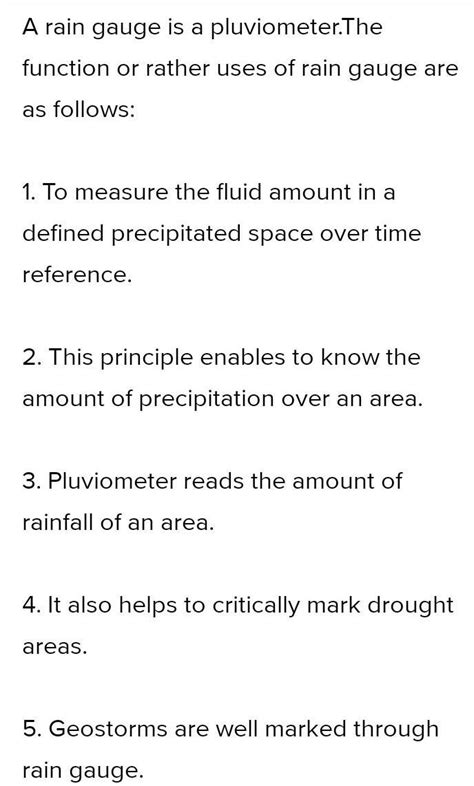 10 uses of rain gauge - Brainly.in