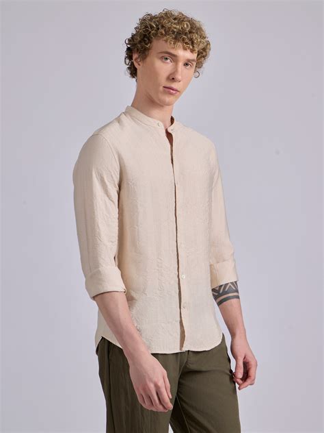 Pryor- Band Collar Plain Shirt - Pink – Espanshe