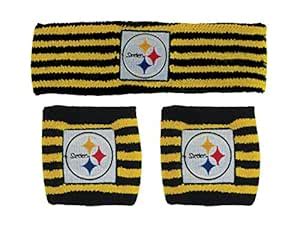 NFL Pittsburgh Steelers Wristbands & Headband Set, Black, One Size ...