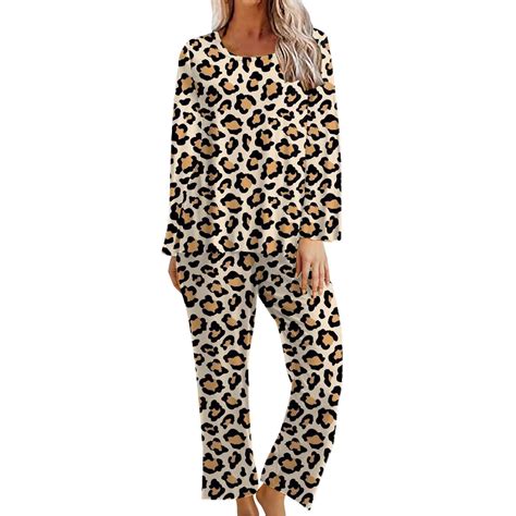 Usmixi Loungewear Set for Women Pajamas Sets for Women Vintage Leopard ...