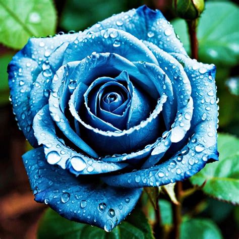 Blue roses rose vines nature water droplets raindrops | Premium AI ...