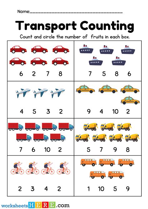 Transportation Counting Worksheet 的图像结果