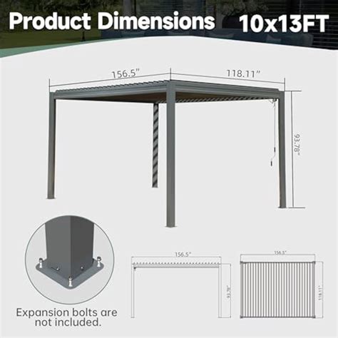 Domi outdoor living Domi Louvered Pergola 10X13FT, Aluminum Pergola ...