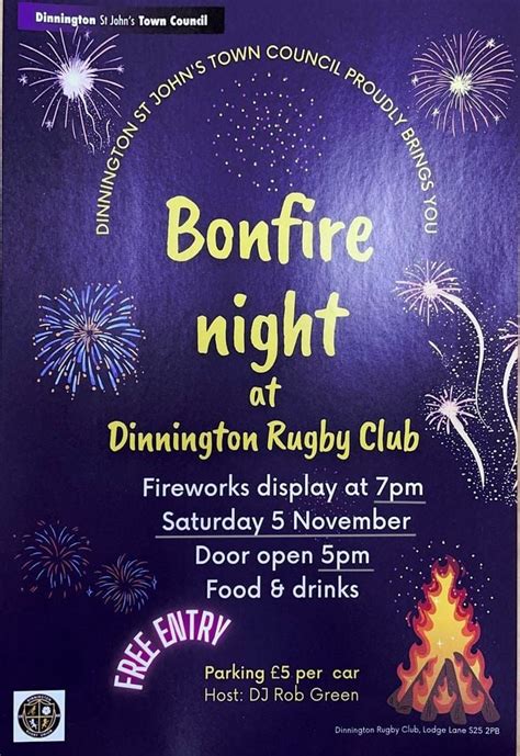 Bonfire Night @ Dinnington Rugby Club, Dinnington Rugby Club, Bramley ...