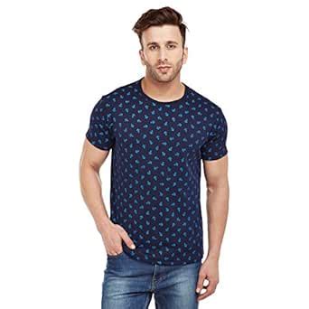 Buy Mack JONNEY Men's Cotton and Crush Printed Round Neck T-Shirt (Navy ...