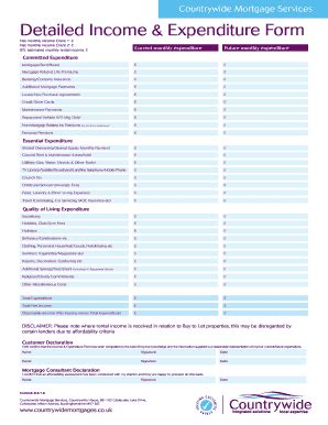 Fillable Online countrywidemortgages co Detailed Income amp Expenditure ...