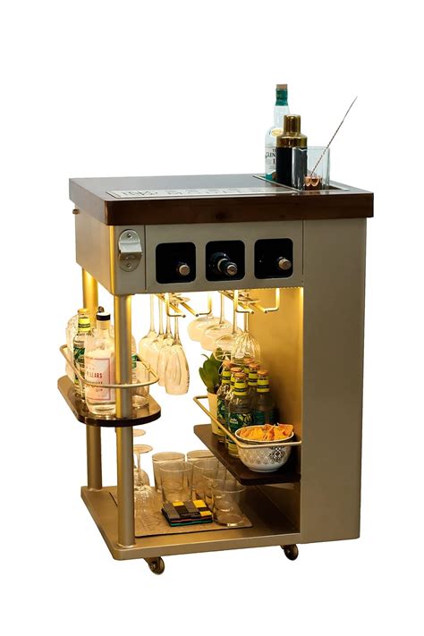 SpeedX Home Bars Model Y Stylish Bar Trolley, Gold Finish with Wooden ...