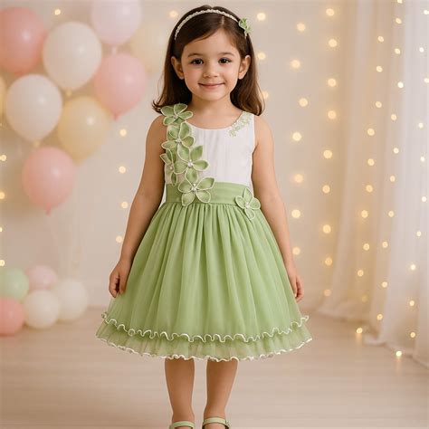 Girls Solid Fit and Flare Frock Dress – Wish Karo