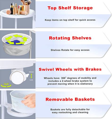 Buy Octopus 360 4 Tier Rolling cart Kitchen Organization Plastic ...