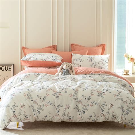 Amazon.com: Cotton Vintage Flower Duvet Cover Set King White Reversible ...