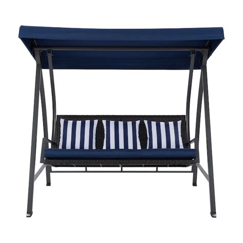 CorLiving CorLiving Navy Blue 3-Seat Patio Swing with Canopy and ...