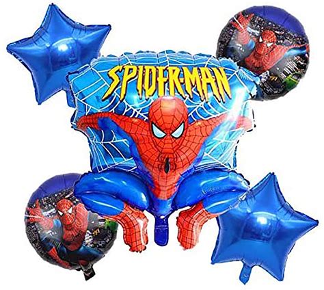 5PCS Spiderman Balloons Superhero Foil Balloons for Kids Birthday Baby ...