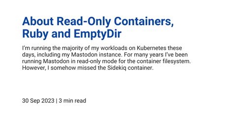 About Read-Only Containers, Ruby and EmptyDir