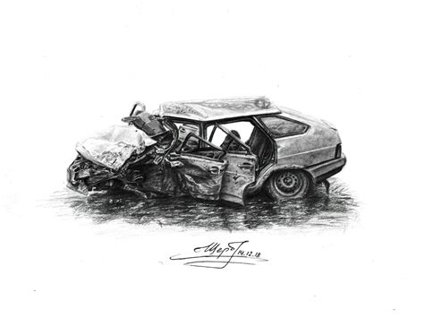 Crashed Car Drawing