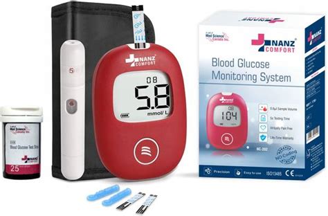 Nanz Comfort Blood Glucose Monitoring System with 25 Strip Glucometer ...