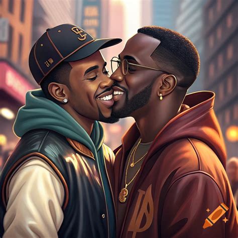 LeBron James kissing Diddy on Craiyon