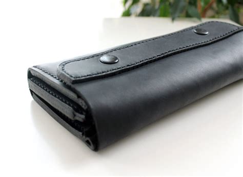 Large handmade wallet made of genuine leather black | Anger Refuge