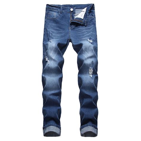 Aimik Hanes Men's Slim Fit Stretch Jeans Distressed Straight Leg Denim ...