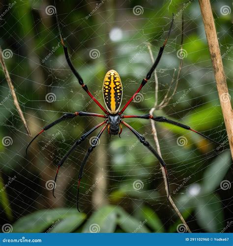 Image of Giant Golden Orb-weaver Spider on a Cobweb. Insect Stock ...