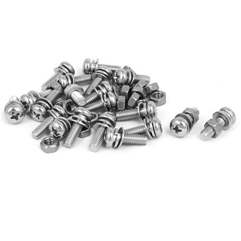 3NH® M5 x 16mm 304 Stainless Steel Phillips Pan Head Screws Nuts w ...