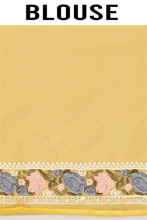 Light Yellow Embroidered Saree – Aparnaa Sarees
