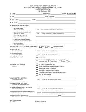 Fillable Online DEPARTMENT OF VETERANS AFFAIRS RESEARCH AND DEVELOPMENT ...