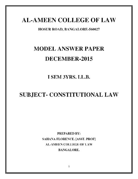 Model Answer Paper I: 3Yrs LL.B. Constitutional Law - Sahana Florence ...