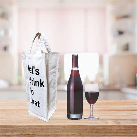 Handmakers Canvas Wine Bottle Bag 2 LTR 5x5x15 inch