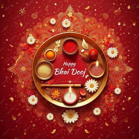 Happy bhai dooj indian festival brother and sister card design in psd ...