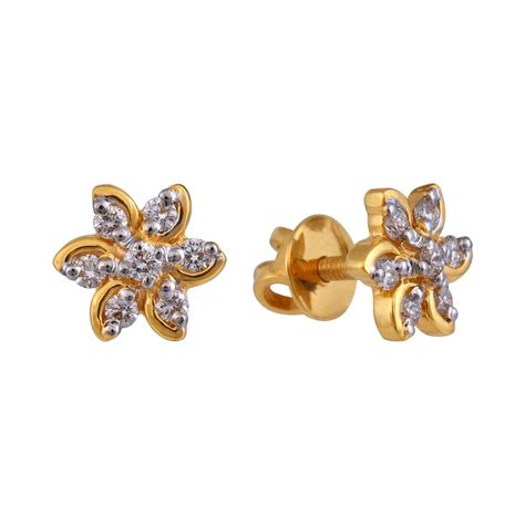 Buy Jos Alukkas 18k (750) Yellow Gold and Diamond Stud Earrings at ...