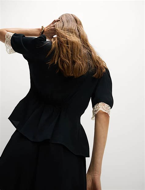 Buy V-Neck Lace Detail Blouse at Marks & Spencer