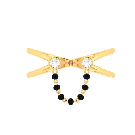 Dainty Gold Mangalsutra Ring with two diamonds | PC Chandra Jewellers ...