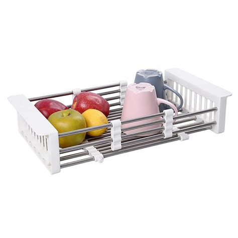 Hershii Expandable Dish Drying Rack Adjustable Over the Sink Drainer ...
