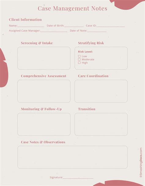 Image result for Case Management Notes Form