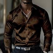 Men's Satin Shirt Dress Shirt Button Up Shirt Paisley Vacation Daily ...