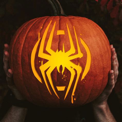 Printable Pumpkin Carving Pattern: Spider, Spiderman, Graffiti, Miles ...