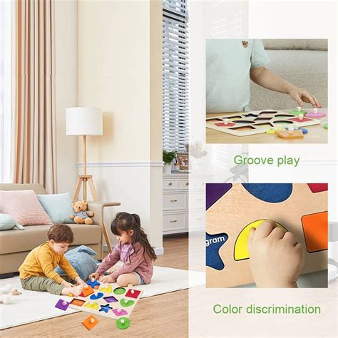 Buy Montessori Toy Preschool Wooden Puzzles Montessori Geometric Shape ...