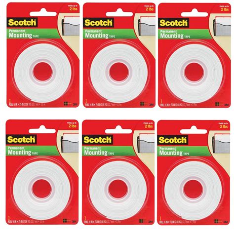 3M 110-3M Scotch 110- Indoor Mounting Tape, 1/2-inch x 75-inches, White ...