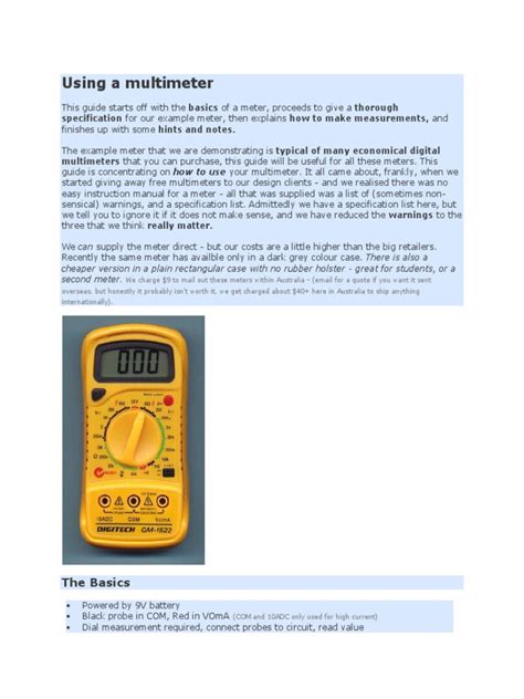 Digitech Multimeter Instructions 的图像结果