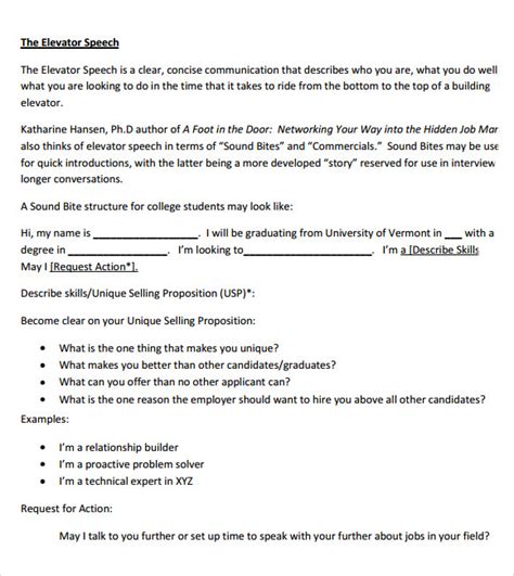 Image result for Elevator Speech Examples