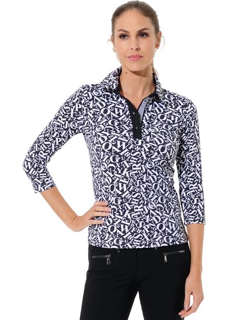 Alphabet Print Golf Poloshirt black/white | 38 | 506200/14/38