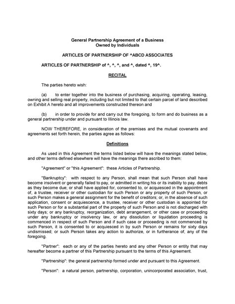 Partnership Agreement Form 的图像结果