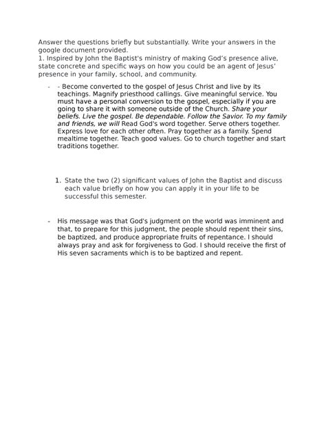 Module 3, Lesson 2 Missionary Response - Answer the questions briefly but substantially. Write ...