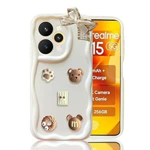 KC Back Cover for Realme 15 5G - 3D Cute New Curly Wave Frame Cartoon ...