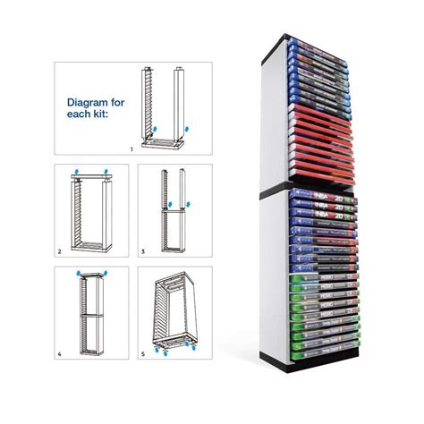 HEATFUN Storage Tower for PS5 Games, Black Metal Gaming Room Storage ...