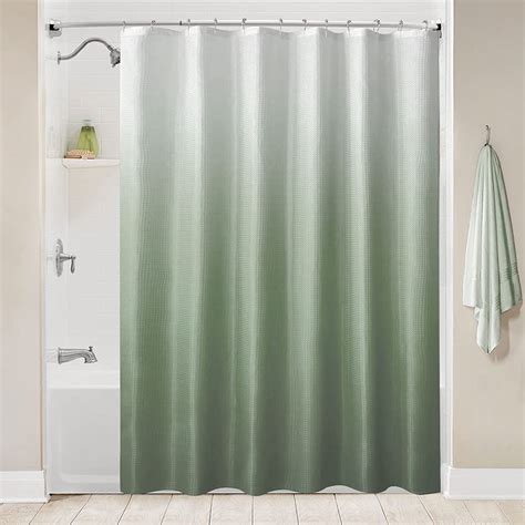 Sage Green Shower Curtain, Ombre Waffle Weave Fabric Shower Curtain ...