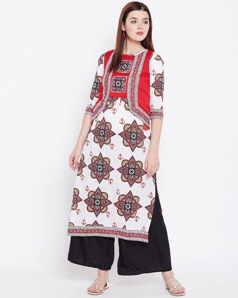 Buy WINERED Floral Print Straight Kurta | AJIO